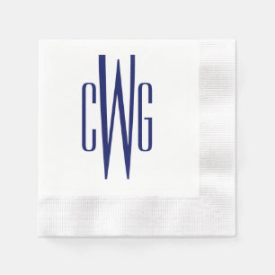 Serviette En Papier Simple Élégant Monogramme de 3 Lettres Initiales #