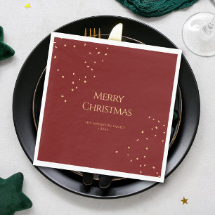 Serviette En Papier Simple Elegant Rouge & Or Confetti Joyeux Noël