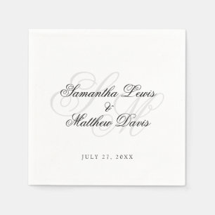 Serviette En Papier Simple Élégant Script Bride Groom Monogram Mariage