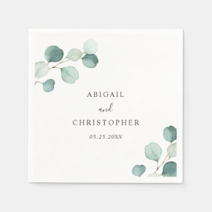 Serviette En Papier Simple Élégante Verdure Mariage Rustique Eucalyptu