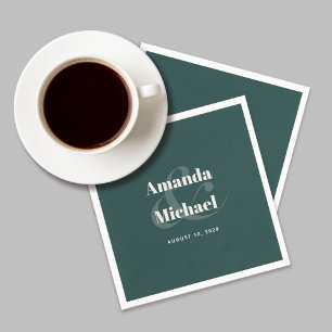 Serviette En Papier Simple Emerald Green Moderne minimaliste Mariage