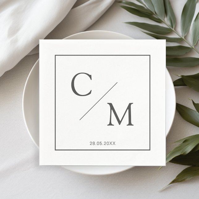 Serviette En Papier Simple et élégante serviette monogramme (Créateur téléchargé)