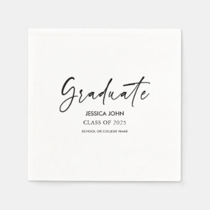 Serviette En Papier Simple Fête de Diplômé Classique Blanc Diplômé