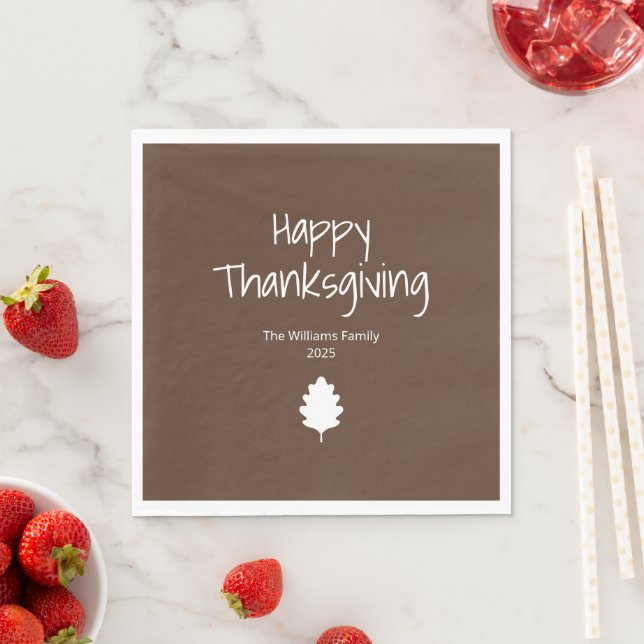 Serviette En Papier Simple Feuille Moderne Famille Thankgiving (En situation)