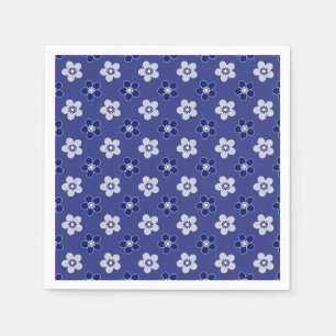 Serviette En Papier simple floral solide bleu motif rétro petit flowe