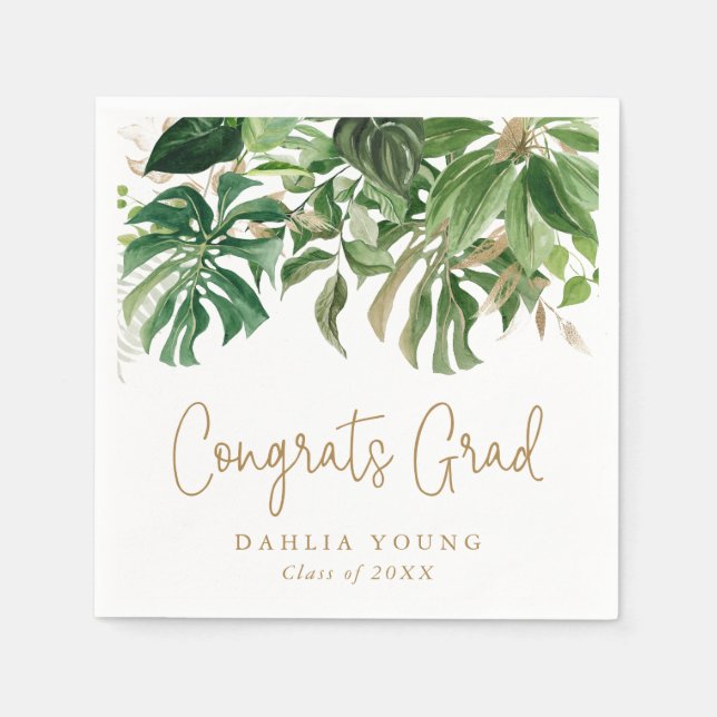 Serviette En Papier Simple Gold Tropical Moderne Graduation (Devant)