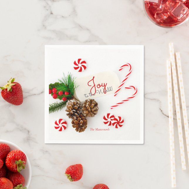 Serviette En Papier Simple Joyeux Noël moderne au monde (En situation)