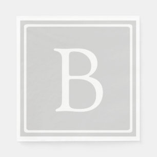 Serviette En Papier Simple Light Grey monogram