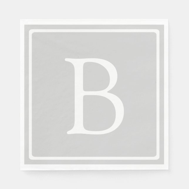 Serviette En Papier Simple Light Grey monogram (Devant)