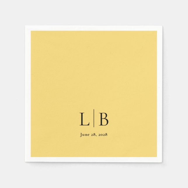 Serviette En Papier Simple Limite Citron goutte Mariage jaune (Devant)