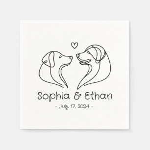 Serviette En Papier Simple Line Art Dog Moderne   Napkins Mariage