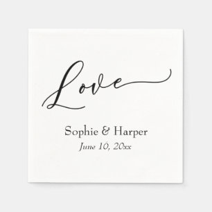 Serviette En Papier Simple luxe Script Police Love Typographie