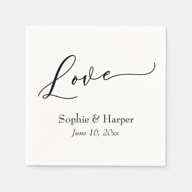 Serviette En Papier Simple luxe Script Police Love Typographie (Devant)