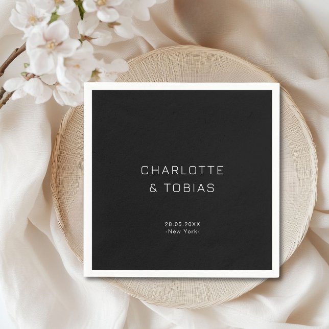 Serviette En Papier Simple mariage élégant en noir (Simple, elegant wedding napkins)