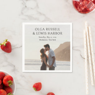 Serviette En Papier Simple Mariage Moderne Noir