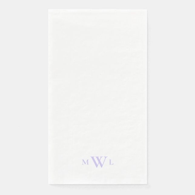 Serviette En Papier Simple Mariage Monogramme Lavande  (Devant)