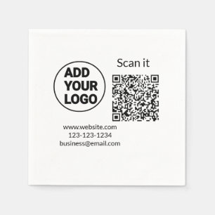 Serviette En Papier Simple minimal q r code add logo scan code name we