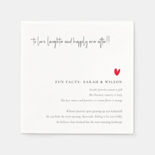 Serviette En Papier Simple Minimal Red Heart Script Mariage Fun Facts