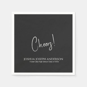 Serviette En Papier Simple minimaliste Black Graduation Party