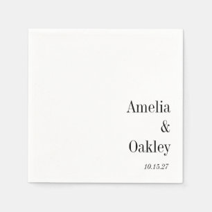 Serviette En Papier Simple minimaliste Blanc Élégant Mariage personnal