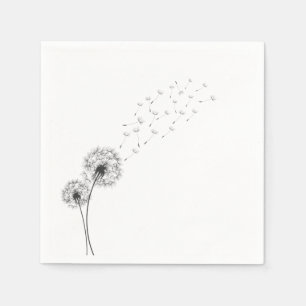 Serviette En Papier Simple minimaliste Dandelion soufflant   Serviette