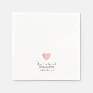 Serviette En Papier Simple minimaliste Mariage d'amour du coeur rose