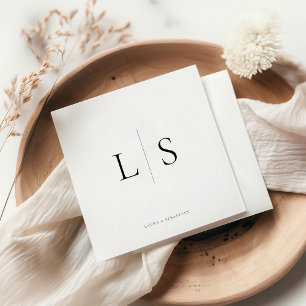 Serviette En Papier Simple minimaliste Mariage d'initiaux en couple