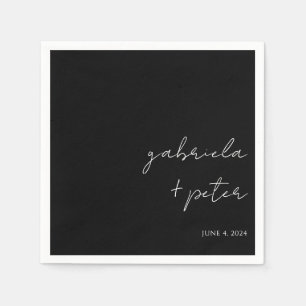 Serviette En Papier Simple minimaliste noir et blanc Mariage moderne