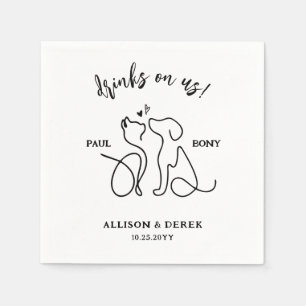 Serviette En Papier Simple minimaliste Nom de chat Chien Mariage anima