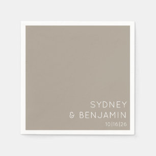 Serviette En Papier Simple minimaliste personnalisé mariage blanc