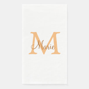 Serviette En Papier simple minimum ajouter nom monogramme orange brun