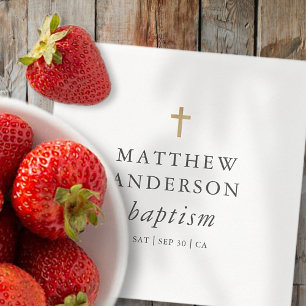 Serviette En Papier Simple Modern Elegant Cross Baby Baptism