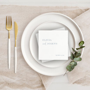 Serviette En Papier Simple, moderne et minimaliste   Dusty Blue Mariag