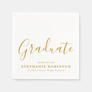 Serviette En Papier Simple moderne Gold Script Graduation Party