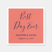 Simple moderne marine bleu et Mariage corail