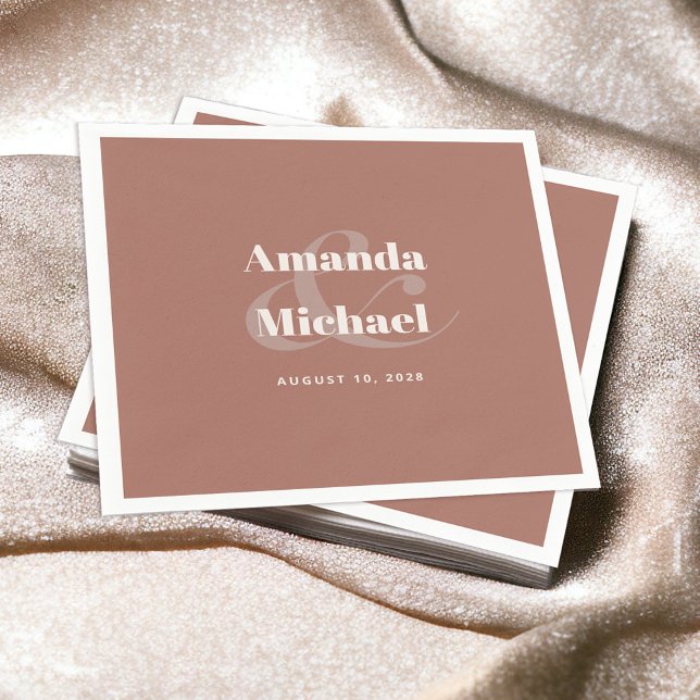 Serviette En Papier Simple moderne minimaliste Mariage en terre cuite (Créateur téléchargé)