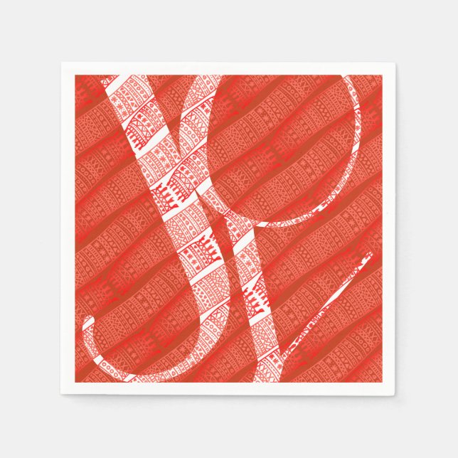 Serviette En Papier Simple moderne Motif rouge Noël Joie (Devant)