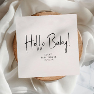 Serviette En Papier Simple moderne Neutral Hello Baby shower serviette