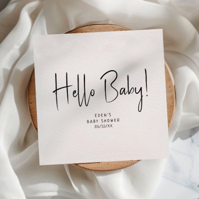 Serviette En Papier Simple moderne Neutral Hello Baby shower serviette (Créateur téléchargé)