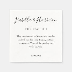 Serviette En Papier Simple moderne Noir et blanc Fun Fact # 1Mariage