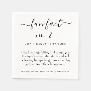 Serviette En Papier Simple moderne Noir Script Fun Fact 2 Mariage