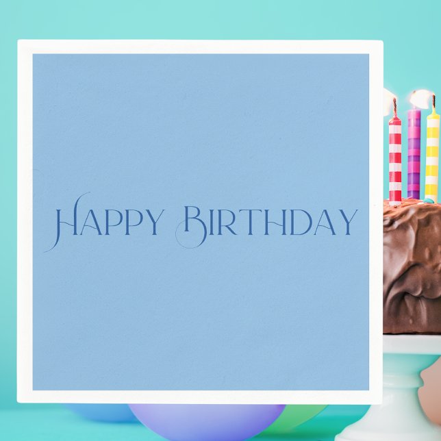 Serviette En Papier Simple Moderne Pastel Bleu clair Joyeux Anniversai (Créateur téléchargé)