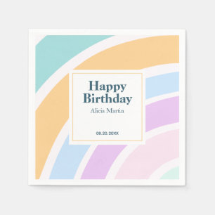 Serviette En Papier Simple moderne Pastel Rainbow Joyeux Anniversaire