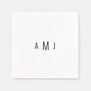 Serviette En Papier Simple moderne police Couple noir Monogramme