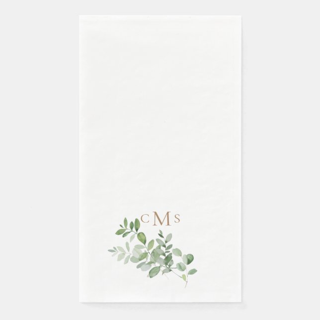 Serviette En Papier Simple Monogramme de Feuillage en Or  (Devant)