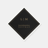 Simple Monogramme Noir et Or Élégant de Mariage