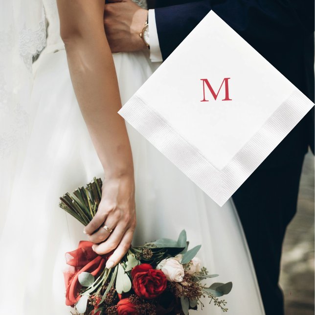 Serviette en papier Simple Monogramme Rouge Cockta (Créateur téléchargé)