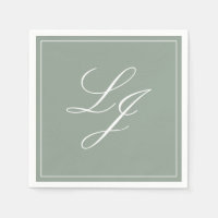 Simple Monogramme Sage Green Élégant Mariage de sc