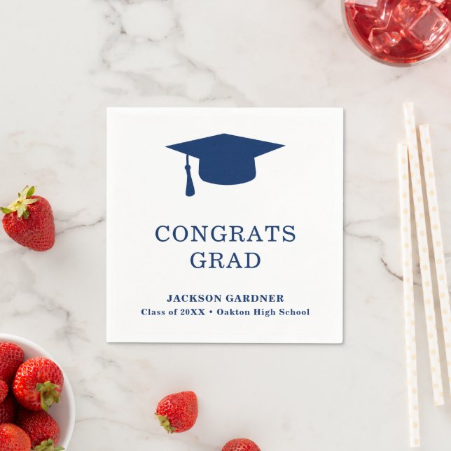 Serviette En Papier Simple Navy Blue Mortar Board Modernisation gradua (En situation)