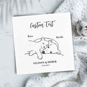 Serviette En Papier Simple Nous faisons trop Chien Chat Mariage Nom de